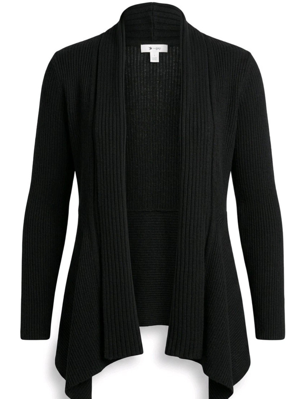 dressbarn Black Ribbed Open Drape Cardigan Size XL